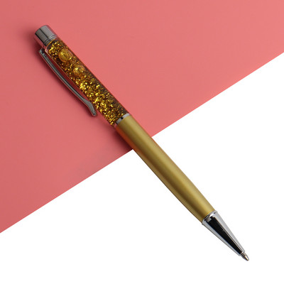 GENKKY Creatively 0,7 mm Luksuzna kemijska olovka s tekućim uljnim kristalom Zlatna folija Metalna bakrena šarena visokokvalitetna zlatna olovka u obliku živog pijeska