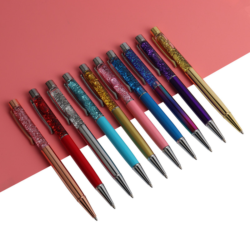 GENKKY Creatively 0,7 mm Luksuzna kemijska olovka s tekućim uljnim kristalom Zlatna folija Metalna bakrena šarena visokokvalitetna zlatna olovka u obliku živog pijeska