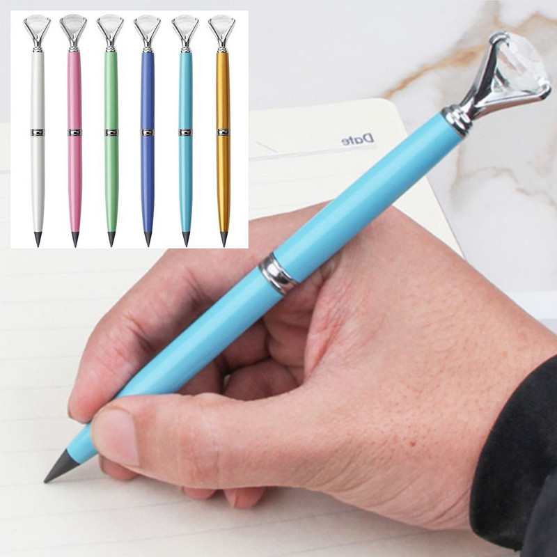 Instrument Metal Articole creative de papetărie Culoare diamant Cadou pentru studenți Creion fără cerneală Creion etern Scris nelimitat fără cerneală