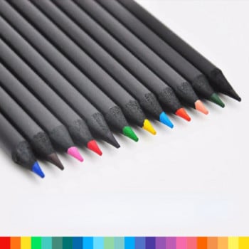 3,0 мм цветен дървен молив с добро качество в черно Рисуване Оцветяващи химикалки Консумативи Детски училищен подарък Скица Молив Papeleria