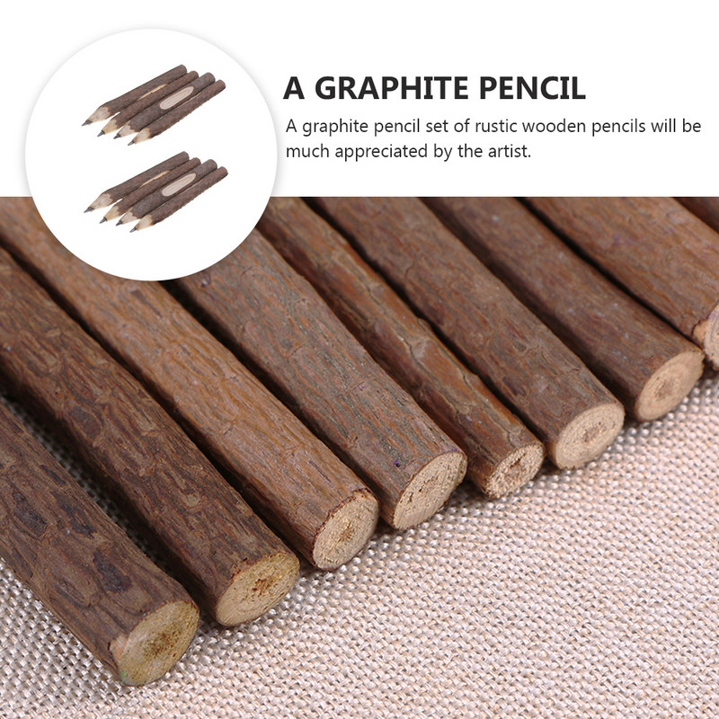 Faág- és gallyceruzák Kéregceruzák Fafa Rusztikus gallyceruzák Fa kéregtoll natúr fa ceruzák, 8db