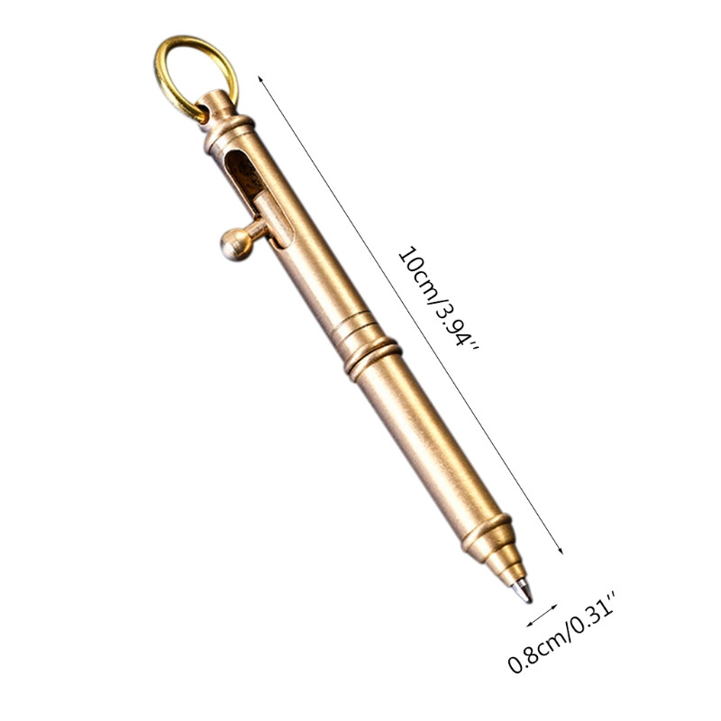 Géppuska alakú sárgaréz toll pisztolycsavar stílus akasztógyűrűvel kreatív retro sárgaréz toll irodai ajándék tollhoz