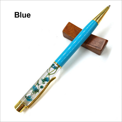 Pix cu bilă din metal cu flori uscate, pix colorat cu cristal de înaltă calitate