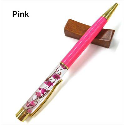 Pix cu bilă din metal cu flori uscate, pix colorat cu cristal de înaltă calitate