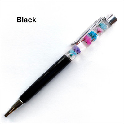 Pix cu bilă din metal cu flori uscate, pix colorat cu cristal de înaltă calitate