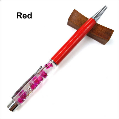 Pix cu bilă din metal cu flori uscate, pix colorat cu cristal de înaltă calitate