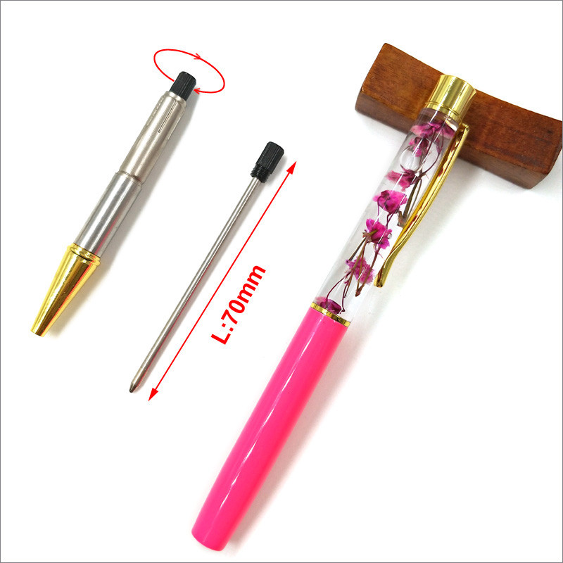 Pix cu bilă din metal cu flori uscate, pix colorat cu cristal de înaltă calitate