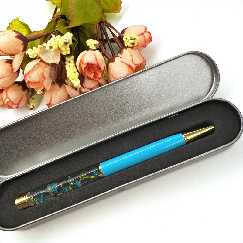 Pix cu bilă din metal cu flori uscate, pix colorat cu cristal de înaltă calitate