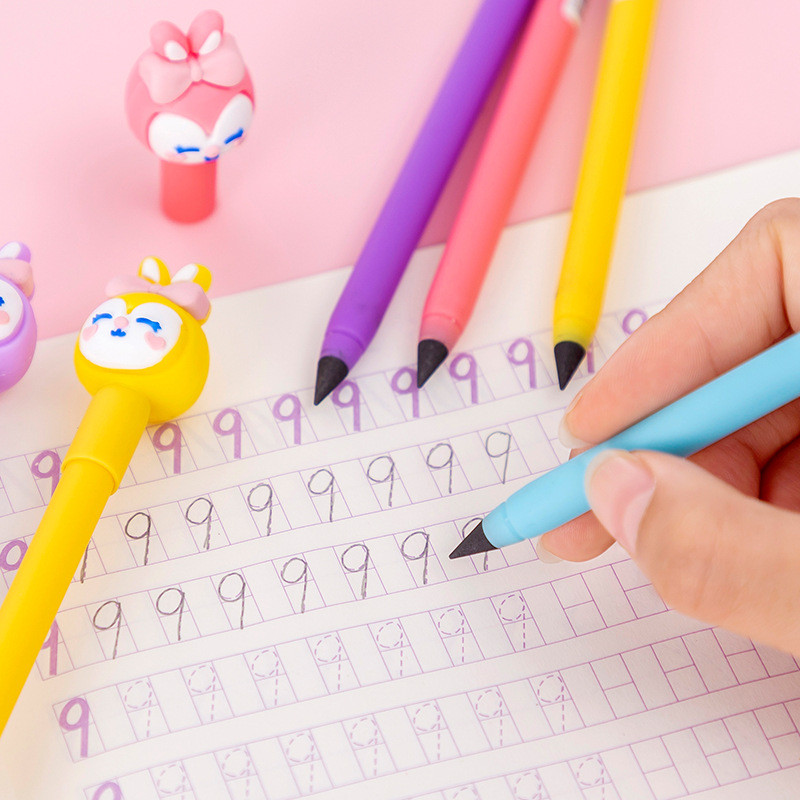 4Pcs Cartoon Rabbit Eternal Pencil Crtane olovke bez tinte Olovka za crtanje i pisanje bez šiljenja