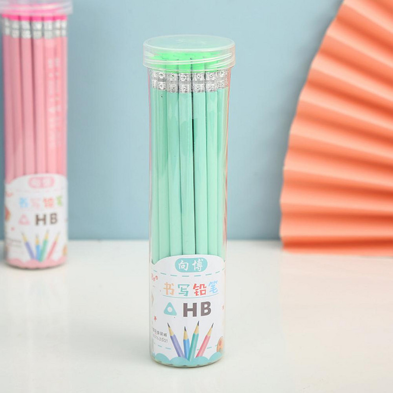36PC Olovka u boji slatkiša Drvena HB bačva Studentska pisaća dopisnica Olovka za crtanje Školski uredski pribor Olovka s gumicom Poklon