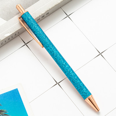 Pix cu bilă din metal presă din aur roz, culoare cu sclipici, cochilie, creativitate, articole de papetărie, rechizite de birou, publicitate, stilou promoțional, cadouri