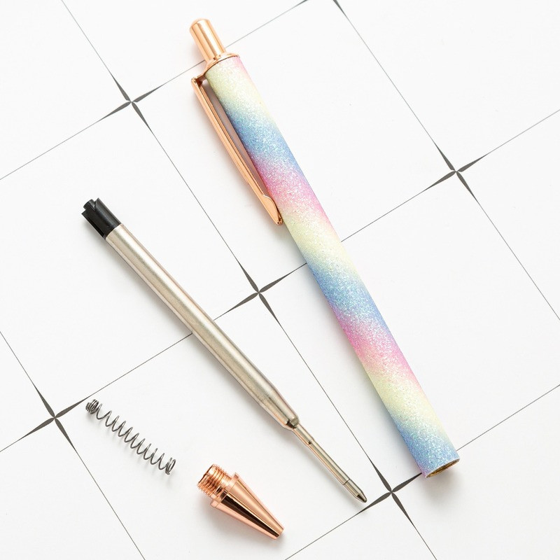 Pix cu bilă din metal presă din aur roz, culoare cu sclipici, cochilie, creativitate, articole de papetărie, rechizite de birou, publicitate, stilou promoțional, cadouri