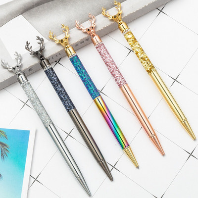 Drăguț cerb pix cu bilă din metal cu gradient noutate Kawaii papetărie scris 1,0 mm stilou pentru semnătură pentru birou, cadou publicitar creativ