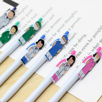 1 τμχ Fun Doctor and Nurse Design Pen Ballpoint Office and School Students Writing Cute Gationery 1,0mm Black Ink