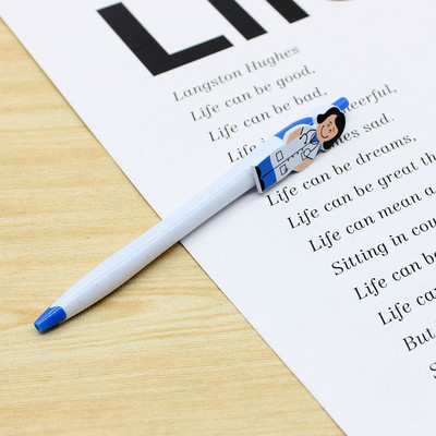 1kom. Kemijska olovka zabavnog dizajna liječnika i medicinske sestre. Uredski i školski učenici pišu slatke dopisnice 1,0 mm crna tinta