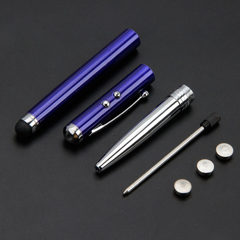 4 u 1 metalna kemijska olovka Touch LED svjetlo 1.0 MM crna tinta Školski uredski pribor za pisanje Luksuzni prilagođeni reklamni poklon