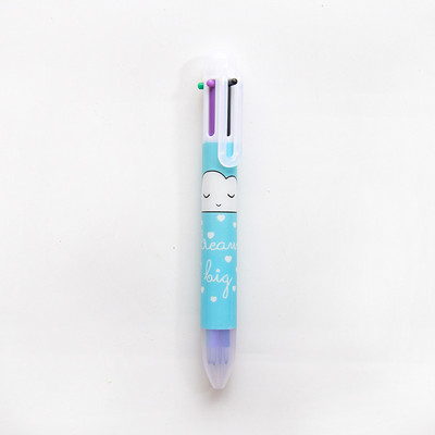 1 buc. Pix cu minge 6 în 1 cu pisică de desene animate, 0,5 mm, noutate creativă, pixuri multicolore, papetărie școlare, cadou pentru copii, rechizite de birou