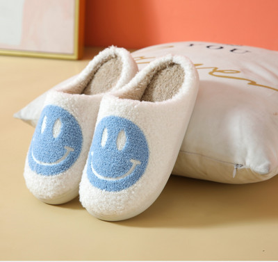 2023 Cute Smile Face Papuče Lightning Blue/ Pink Winter Tople kućne papuče za žene Muškarci Fulffy krznene papuče Indoor House