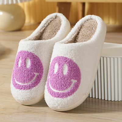 2023 Cute Smile Face Papuče Lightning Blue/ Pink Winter Tople kućne papuče za žene Muškarci Fulffy krznene papuče Indoor House