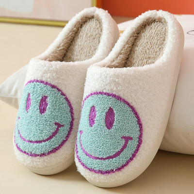 2023 Cute Smile Face Papuče Lightning Blue/ Pink Winter Tople kućne papuče za žene Muškarci Fulffy krznene papuče Indoor House