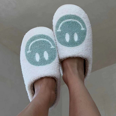 2023 Cute Smile Face Papuče Lightning Blue/ Pink Winter Tople kućne papuče za žene Muškarci Fulffy krznene papuče Indoor House