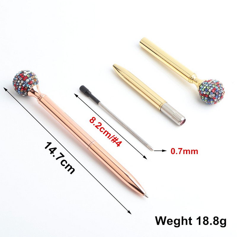 Pix nou sosire Diamante colorate rotunde Material metalic Pix frumos 0,7 mm Papetărie pentru studenți Cadou Logo personalizat