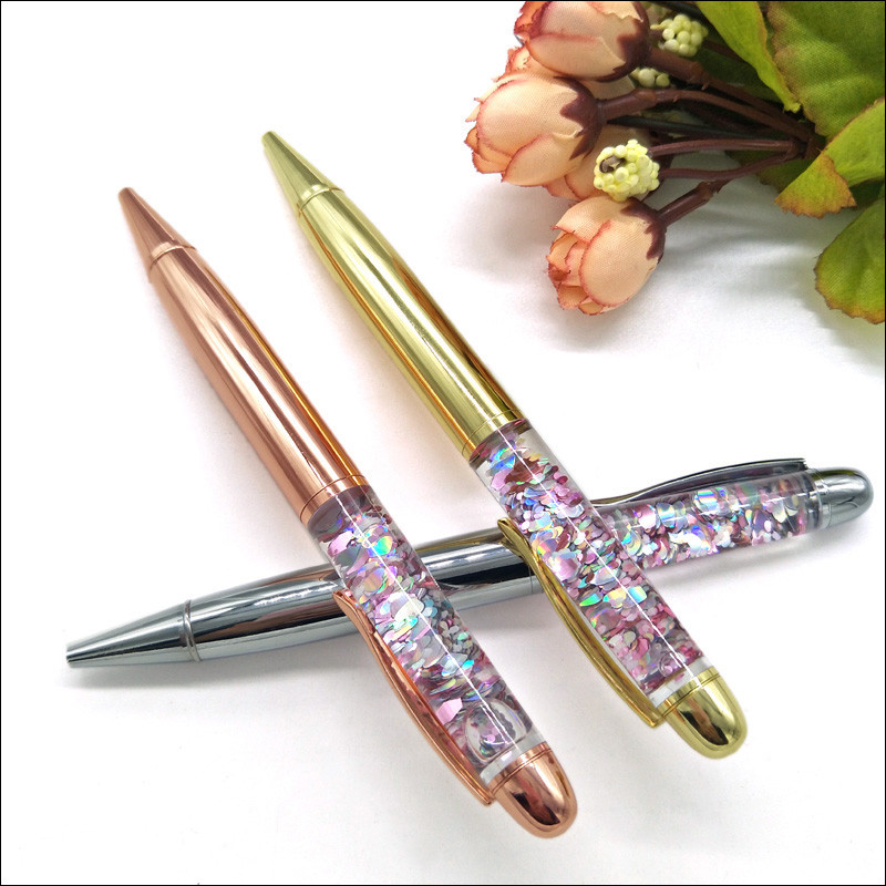 Nova kemijska olovka s potpisom, visokokvalitetni kristalni dijamant, ružičasto zlato, uredski pribor, poklon, metalne olovke