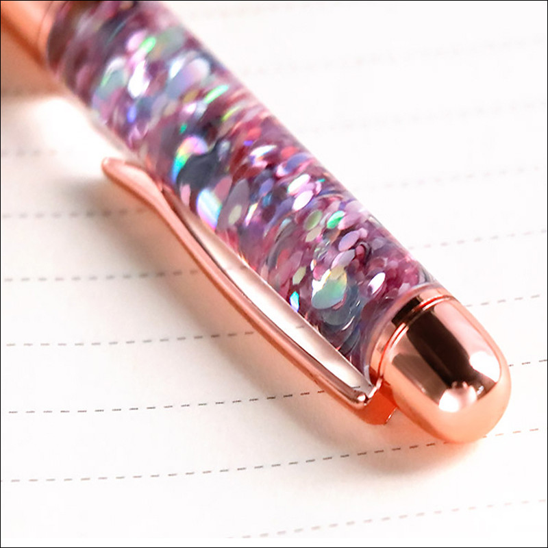 Nova kemijska olovka s potpisom, visokokvalitetni kristalni dijamant, ružičasto zlato, uredski pribor, poklon, metalne olovke