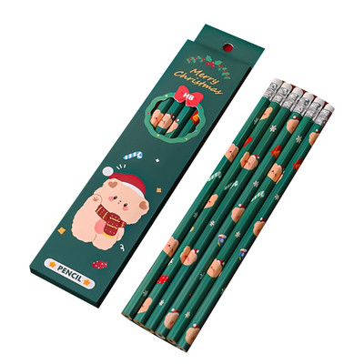 83XC Paket od 6 prijenosnih HB olovaka s malim gumicama Kutija za djecu koja pišu, skiciraju, crtaju, potrepštine za božićnu zabavu
