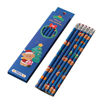 83XC Paket od 6 prijenosnih HB olovaka s malim gumicama Kutija za djecu koja pišu, skiciraju, crtaju, potrepštine za božićnu zabavu