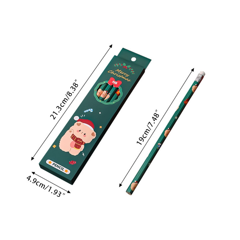 83XC Paket od 6 prijenosnih HB olovaka s malim gumicama Kutija za djecu koja pišu, skiciraju, crtaju, potrepštine za božićnu zabavu