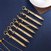 Fém golyóstoll csavaros fém aláíró toll gyűrűvel Business Signature Pen Office írótoll férfiaknak, nőknek