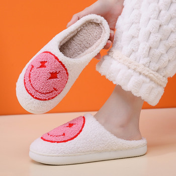 РАЗПРОДАЖБА House Smiley Face Slipper Women Kawaii Cartoon Plush Winter Warm Cotton Indoor Funny Cute Fuzzy Floor Home Shoes Female