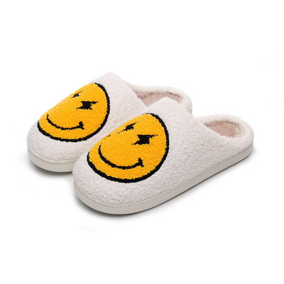 ΠΩΛΗΣΗ Σπίτι Smiley Face Παντόφλα Γυναικεία Kawaii Cartoon Λούτρινο Χειμώνα ζεστό Contton Εσωτερικό Αστεία χαριτωμένα ασαφή πατώματα για το σπίτι Γυναικεία παπούτσια