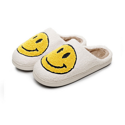 ΠΩΛΗΣΗ Σπίτι Smiley Face Παντόφλα Γυναικεία Kawaii Cartoon Λούτρινο Χειμώνα ζεστό Contton Εσωτερικό Αστεία χαριτωμένα ασαφή πατώματα για το σπίτι Γυναικεία παπούτσια