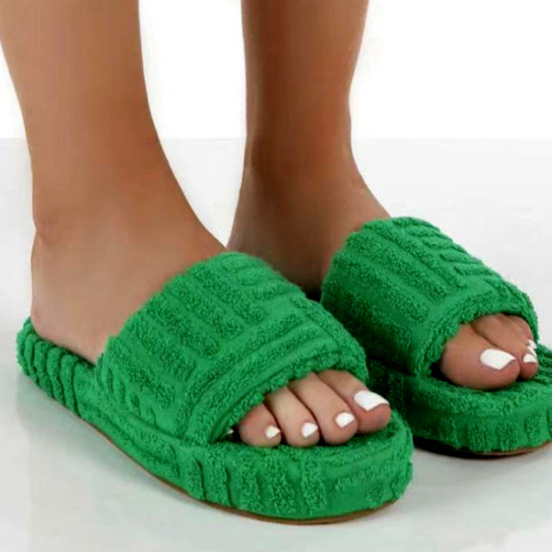 Luksuzne jednoslojne, tople, krznene ženske cipele s debelim potplatom, papuče, papuče za van, sveobuhvatne, ležerne tobogane, 2023, ženske papuče, novo
