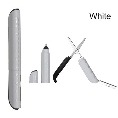 Kreativna višenamjenska kemijska olovka sa sklopivim škarama, nožem, mjernom mjerom, ravnalo u slatkim bojama, uredsko, školsko pisaće olovke