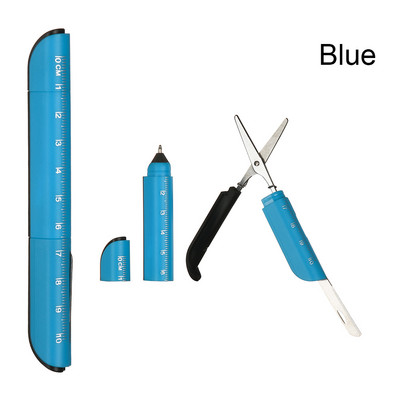 Kreativna višenamjenska kemijska olovka sa sklopivim škarama, nožem, mjernom mjerom, ravnalo u slatkim bojama, uredsko, školsko pisaće olovke