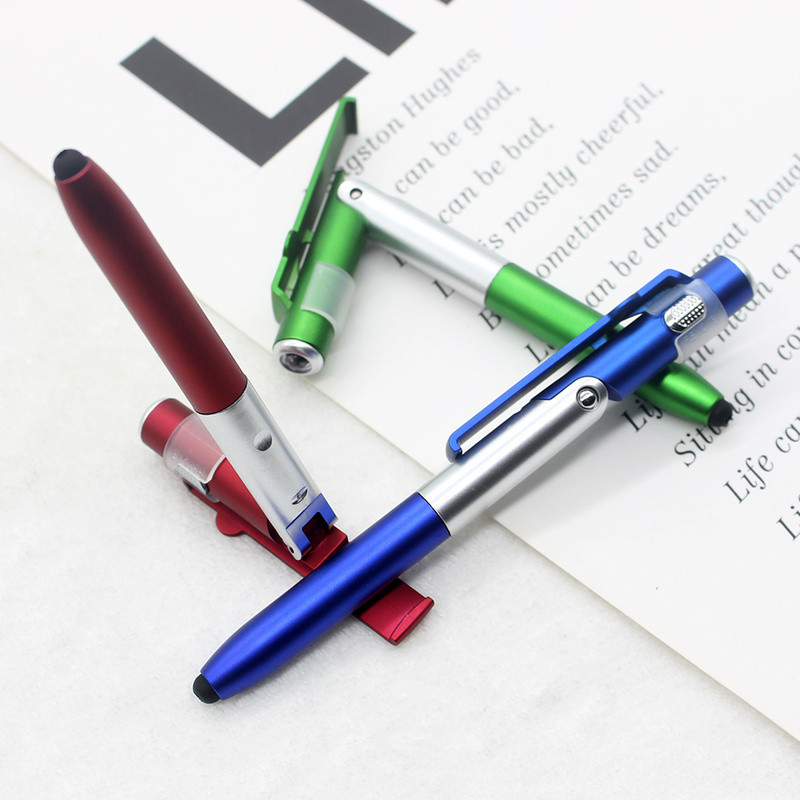 1 τεμ. 4 σε 1 πτυσσόμενη βάση κινητού τηλεφώνου με στυλό/φως LED/Εργαλείο γραφής στυλό αφής χωρητικής οθόνης αφής Αναλώσιμα γραφείου