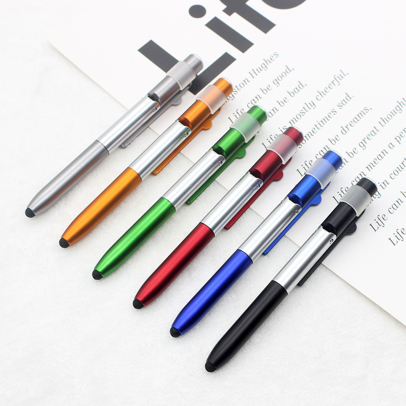 1 τεμ. 4 σε 1 πτυσσόμενη βάση κινητού τηλεφώνου με στυλό/φως LED/Εργαλείο γραφής στυλό αφής χωρητικής οθόνης αφής Αναλώσιμα γραφείου