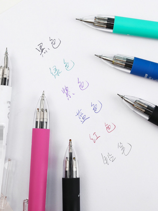 Pixuri multicolore 6 în 1, pix, 5 culori, 1 creion automat cu gumă pentru școală, rechizite de scris, papetărie