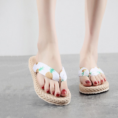 Ženske papuče Modne ženske japanke s imitacijom cvijeća slame za vanjske aktivnosti Slatke neklizajuće sandale Konop od konoplje Cipele za plažu