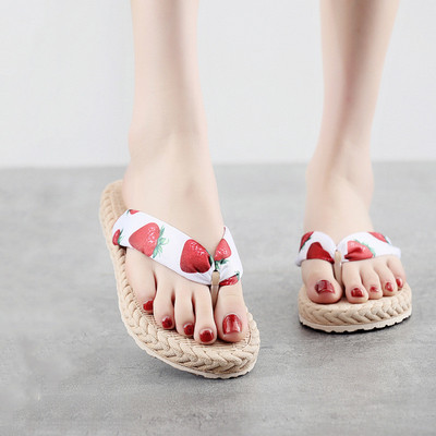 Ženske papuče Modne ženske japanke s imitacijom cvijeća slame za vanjske aktivnosti Slatke neklizajuće sandale Konop od konoplje Cipele za plažu