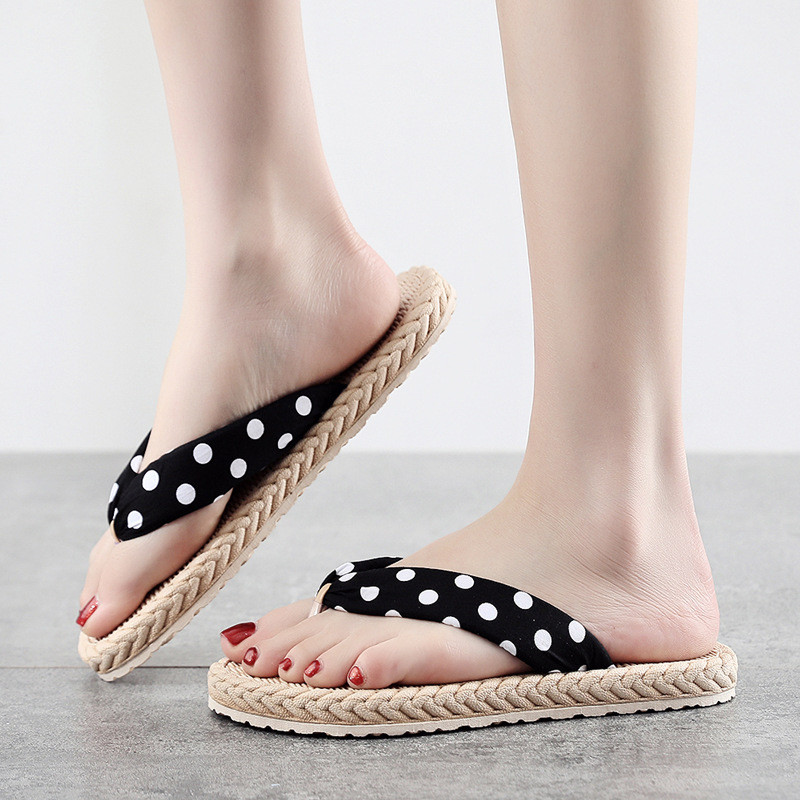 Ženske papuče Modne ženske japanke s imitacijom cvijeća slame za vanjske aktivnosti Slatke neklizajuće sandale Konop od konoplje Cipele za plažu