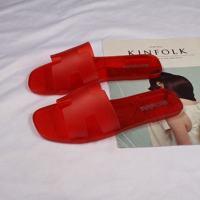 Ljeto 2022. Ženske prozirne slatkih boja Ravno dno Sandale za plažu veće veličine Cipele Ženske ležerne Žele papuče s jednom riječi