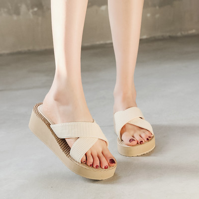 Minimalistički Cross Band Ženske sandale s toboganima za plažu Konop od konoplje Tobogani Espadrile Japanke Cipele s dvije slamnate trake