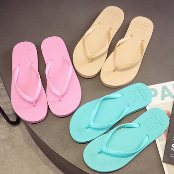 Дамски джапанки Прости едноцветни удобни чехли Плажни сандали Дамски летни модни ежедневни неплъзгащи се джапанки за двойка