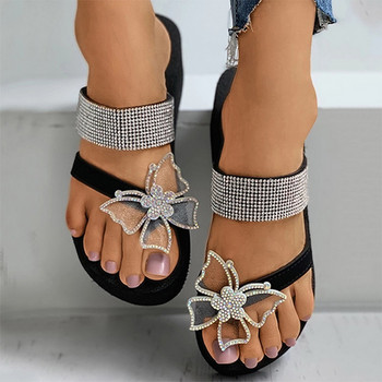Дамски сандали на танкетка 2022 Летни модни чехли Платформа Чехли с пеперуди от кристали Външни дамски обувки с отворени пръсти Джапанки
