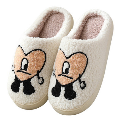 Vruća zima Veliki smajli uzorak Ženske krznene papuče Kućne parove Muške paperjaste tobogane Jesen Tople plišane ženske pamučne cipele za spavaću sobu