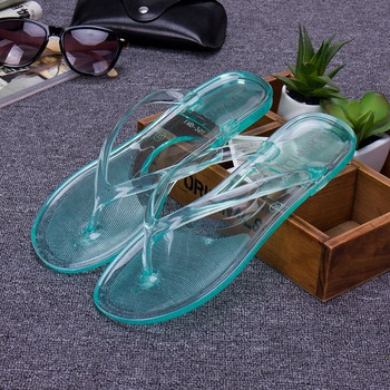 Дамски джапанки Дамски равни прозрачни плажни чехли Дамски сандали Неплъзгащи се летни кристални корейски пластмасови обувки за баня 41
